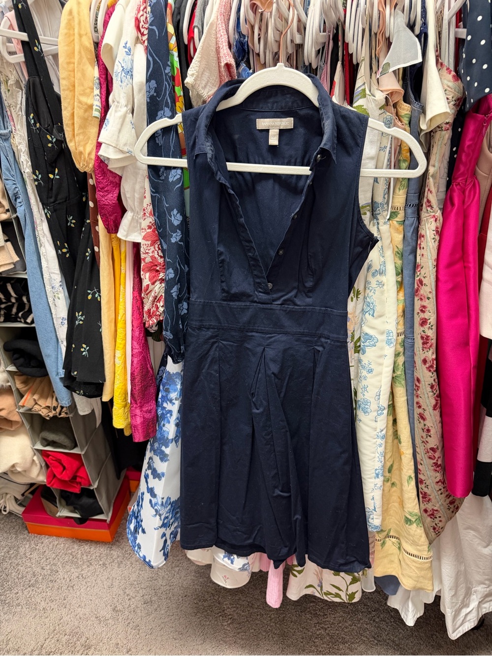 Banana Republic women’s Sleeveless Navy Fit-and-Flare Dress size 00P